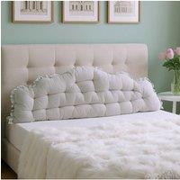 Living and Home Upholstered Headboard Pillow with Ruffle Trim in Light Grey