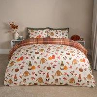 OHS Autumn Gonk Reversible Check Duvet Cover Set with Pillowcase in Beige | Size: King