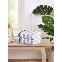 Rapport Home Santa Cruz Pure Cotton Striped Face, Hand, Bath Towel & Bath Sheet Set in Blue