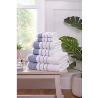 Rapport Home Azure Edge Towels 6 Piece Pure Cotton Bale Set in Cool White