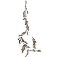 VFM e-Store Christmas Glitter Leaves Garland Decoration 150cm x 8cm Cream X 1 | Size: 150 cm x 8 cm