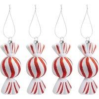 VFM e-Store Christmas Candy Hanging Decoration 17cm x 24cm Red X 4 | Size: 17 cm x 24 cm