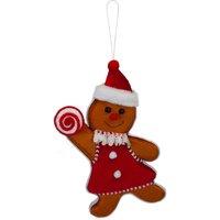 VFM e-Store Christmas Ginger Bread Woman Hanging Decoration 31cm x 20cm Red X 1 | Size: 31 cm x 20 cm