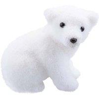VFM e-Store Christmas Sitting Bear Decoration 12cm x 8cm White X 1 | Size: 12 cm x 8 cm