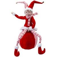 VFM e-Store Christmas Sitting Elf Decoration 62cm x 20cm Red X 1 | Size: 62 cm x 20 cm