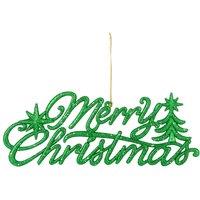 VFM e-Store Christmas Merry Christmas Hanging Decoration 14cm x 20cm Green X 1 | Size: 14 cm x 20 cm