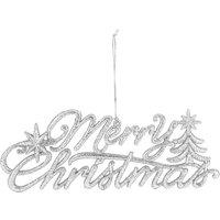 VFM e-Store Christmas Merry Christmas Hanging Decoration 14cm x 20cm White X 1 | Size: 14 cm x 20 cm