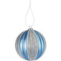 VFM e-Store Christmas Hanging Ball Decoration 12cm x 10cm Silver X 1 | Size: 12 cm x 10 cm