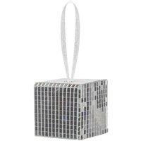 VFM e-Store Christmas Gift Box Hanging Decoration 6cm x 6cm Silver X 1 | Size: 6 cm x 6 cm
