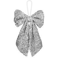 VFM e-Store Christmas Sequins Bow Hanging Decoration 58cm x 59cm Silver X 1 | Size: 58 cm x 59 cm