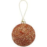 VFM e-Store Christmas Hanging Glass Bauble Decoration 10cm x 9cm Copper X 1 | Size: 10 cm x 9 cm