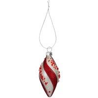 VFM e-Store Christmas Hanging Glass Candy Cane Decoration 14cm x 7cm Red X 1 | Size: 14 cm x 7 cm