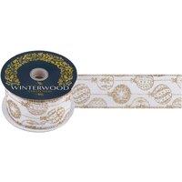 VFM e-Store Christmas Ribbon Garland 6cm x 10cm Gold X 1 | Size: 6 cm x 10 cm