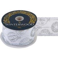 VFM e-Store Christmas Ribbon Garland 6cm x 10cm Silver X 1 | Size: 6 cm x 10 cm