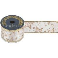 VFM e-Store Christmas Ribbon Garland 6cm x 10cm Gold X 1 | Size: 6 cm x 10 cm
