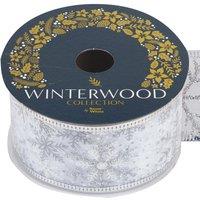 VFM e-Store Christmas Ribbon Garland 6cm x 10cm Silver X 1 | Size: 6 cm x 10 cm