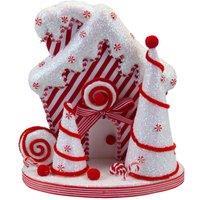 VFM e-Store Christmas Candy Cane House Decoration 28cm x 26cm White X 1 | Size: 28 cm x 26 cm