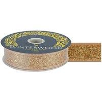 VFM e-Store Christmas Ribbon Garland Decoration 4cm x 10cm Gold X 1 | Size: 4 cm x 10 cm
