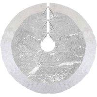 VFM e-Store Christmas Sequin Tree Skirt Decoration 49cm x 31cm Silver X 1 | Size: 49 cm x 31 cm