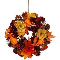VFM e-Store Christmas Auntumnal Wreath with Box Decoration 31cm x 30cm Brown X 1 | Size: 31 cm x 30 cm