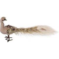VFM e-Store Christmas Velvet Peacock Decoration 19cm x 13cm Brown X 1 | Size: 19 cm x 13 cm