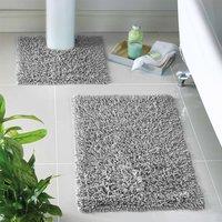 Coopers of Stortford Tumble-Twist Cotton Bath Mat & Pedestal Set in Silver