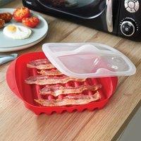 Basilico Microwave Lidded Bacon Crisper, Dishwasher Safe in Red