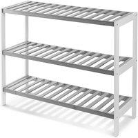 Keplin 3-Tier Bamboo Shoe Rack - Wooden Shoe Organiser with Large Capacity in Grey