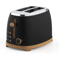 Geepas NordiQ Design 2 Slice Toaster with 6 Browning Levels & Wood Effect Finish in Black