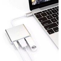 Havendro 3 in1 Type C to USB-C 4K HDMI USB 3.0 Hub Adapter Cable in Silver