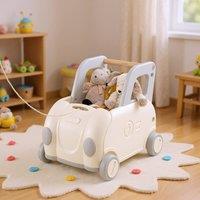 Costway Toddler Push Cart Kids Train Toy Box Baby Push Walker Cart w/Handle in Beige