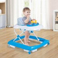 Costway Foldable Baby Walker Toddler Activity Center Push Cart w/ Lights in Blue