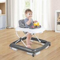 Costway Foldable Baby Walker Toddler Activity Center Push Cart w/ Lights in Grey