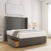 BSSPOKE Cheshire Divan Bed Plush 54 Headboard 2 Drawers Footend & Mattress in Grey | Size: Small Double