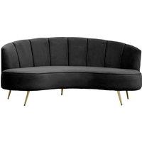 Orsina Hasna Three Seat Velvet Sofa in Black | Size: 3 Seater