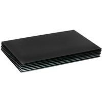 Harbour Housewares 6x Glass Placemats - 50 x 40cm Black Dining Table Tabletop Place Mats | Size: 50 x 40 cm
