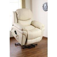 More4Homes Madison Single Motor Electric Rise Recliner Bonded Leather Lift Chair in Cream