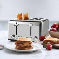 Cusimax Stylish Toaster 4 Slice Extra-Wide Slots 6 Browning Levels in Silver