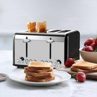 Cusimax Stylish Toaster 4 Slice Extra-Wide Slots 6 Browning Levels in Black