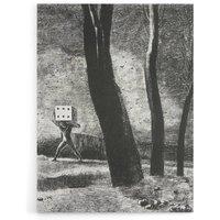 Artery8 The Gambler Charcoal Painting Redon Vintage Canvas Wall Art in Grey | Size: W18 x H24