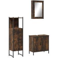Berkfield Home 3 Piece Bathroom Furniture Set Smoked Oak Engineered Wood in Brown