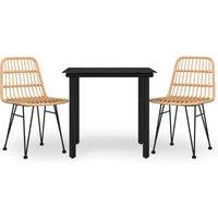 Berkfield Home 3 Piece Garden Dining Set Poly Rattan in Natural