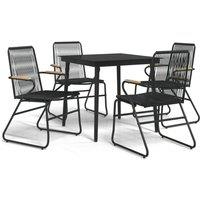 Berkfield Home 5 Piece Garden Dining Set Black PVC Rattan