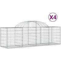 Berkfield Home Arched Gabion Baskets 4 pcs 200x50x60/80 cm Galvanised Iron in Silver