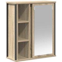 Berkfield Home Bathroom Wall Cabinet with Mirror Sonoma Oak 50x21x60 cm in Brown | Size: 50 x 21 x 60 cm