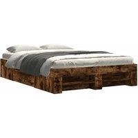 Berkfield Home Bed Frame without Mattress Smoked Oak 120x200 cm Engineered Wood in Brown | Size: Small Double