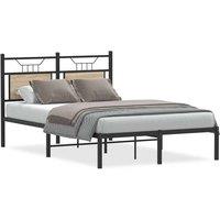 Berkfield Home Bed Frame without Mattress Sonoma Oak 120x200 cm Engineered Wood in Black | Size: Small Double