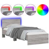 Berkfield Home Bed Frame with Headboard Frame Wax Brown 150x200 cm King Size in Grey | Size: Small Single