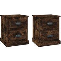 Berkfield Home Bedside Cabinets 2 pcs Smoked Oak 39x39x47.5 cm Engineered Wood in Brown
