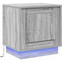 Berkfield Home Bedside Cabinet with LED Lights Grey Sonoma 44x34, 5x45 cm